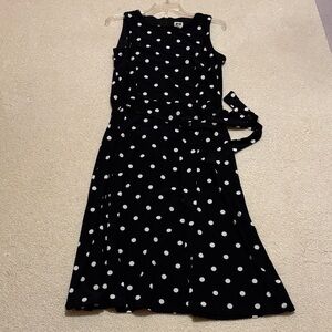 Anne Klein Black and White polka dot midi Dress